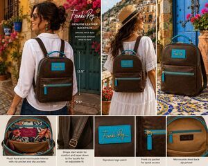 Franki Ray Salacious Sasha Women Brown Full Grain Leather Handbag Turquoise Bag